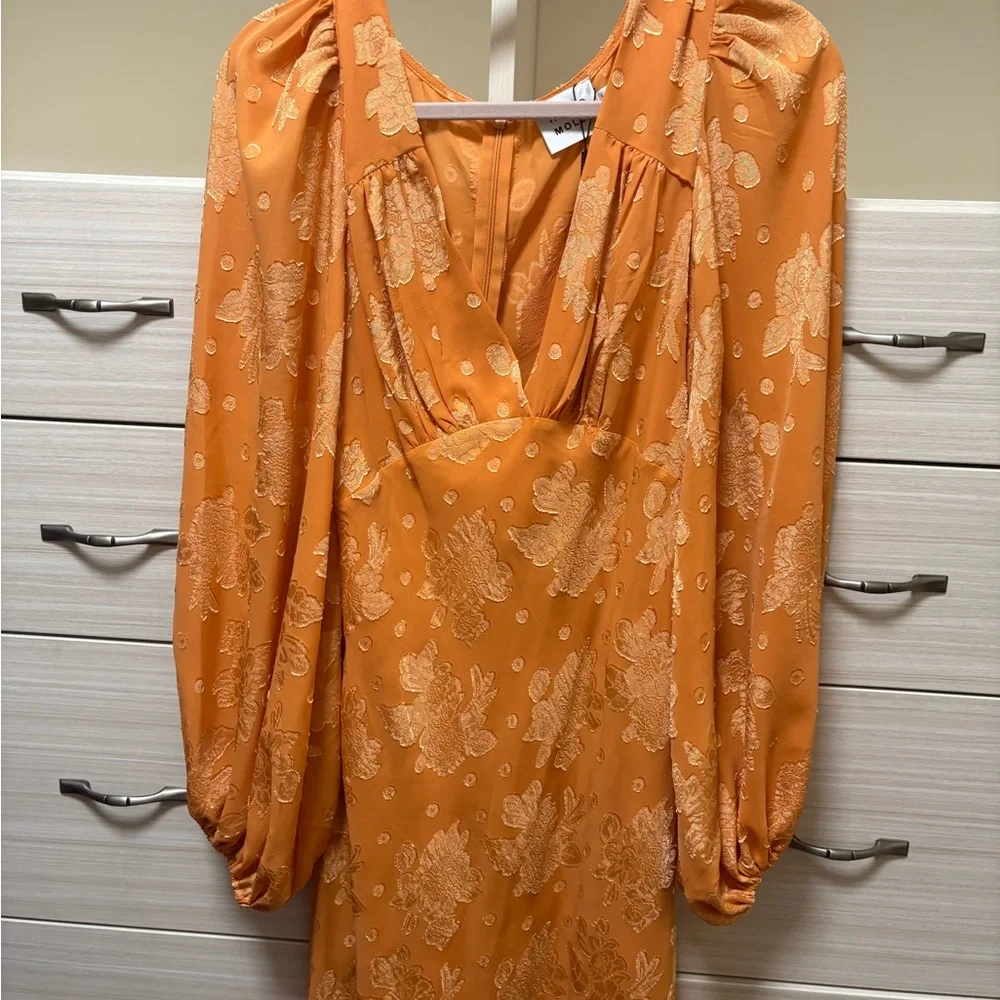 Hello Molly Orange Floral Long Sleeve Dress - Picture 2 of 6